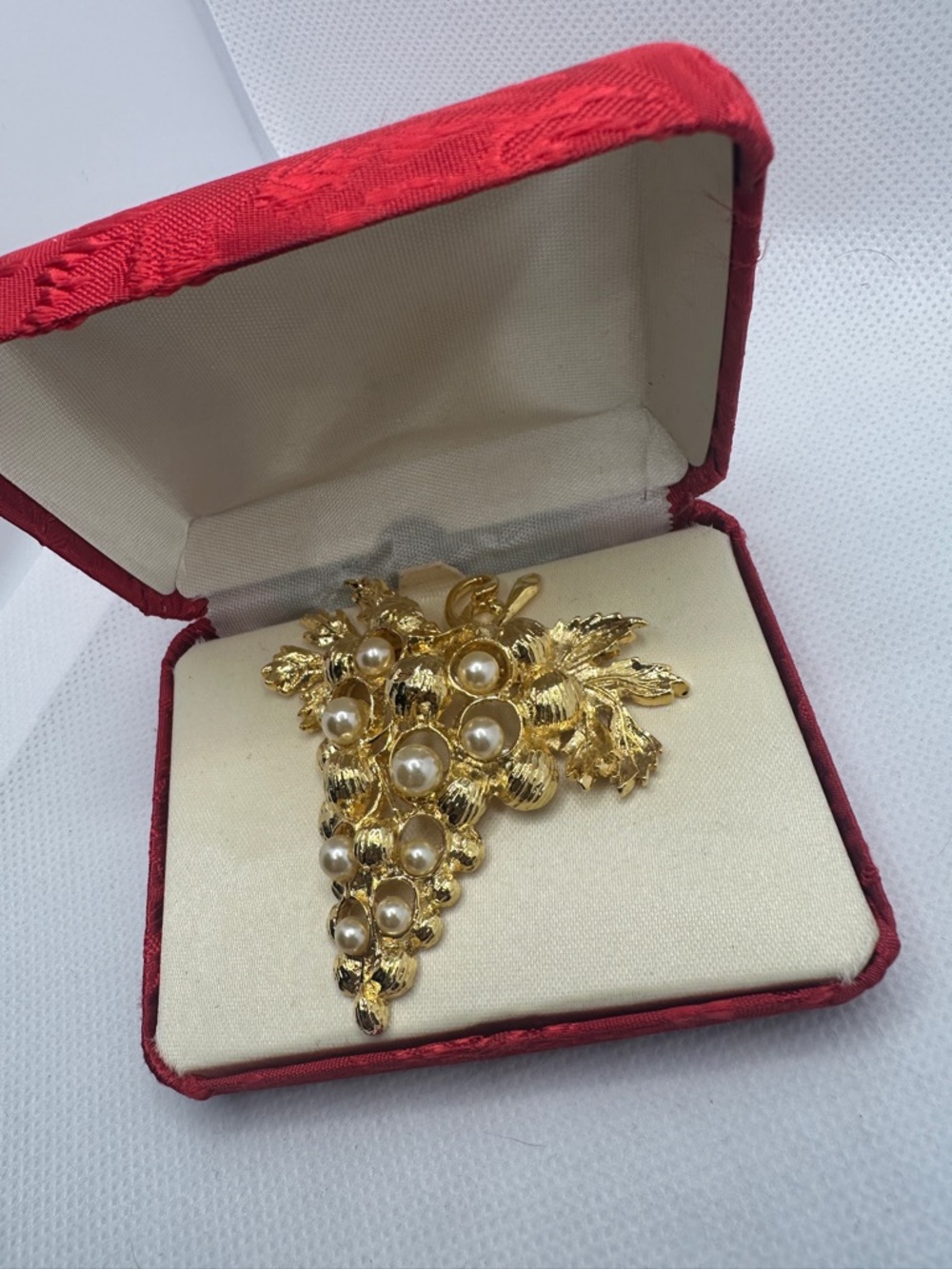 Gold Pearl Cluster Grape Brooch - Women Jewelry